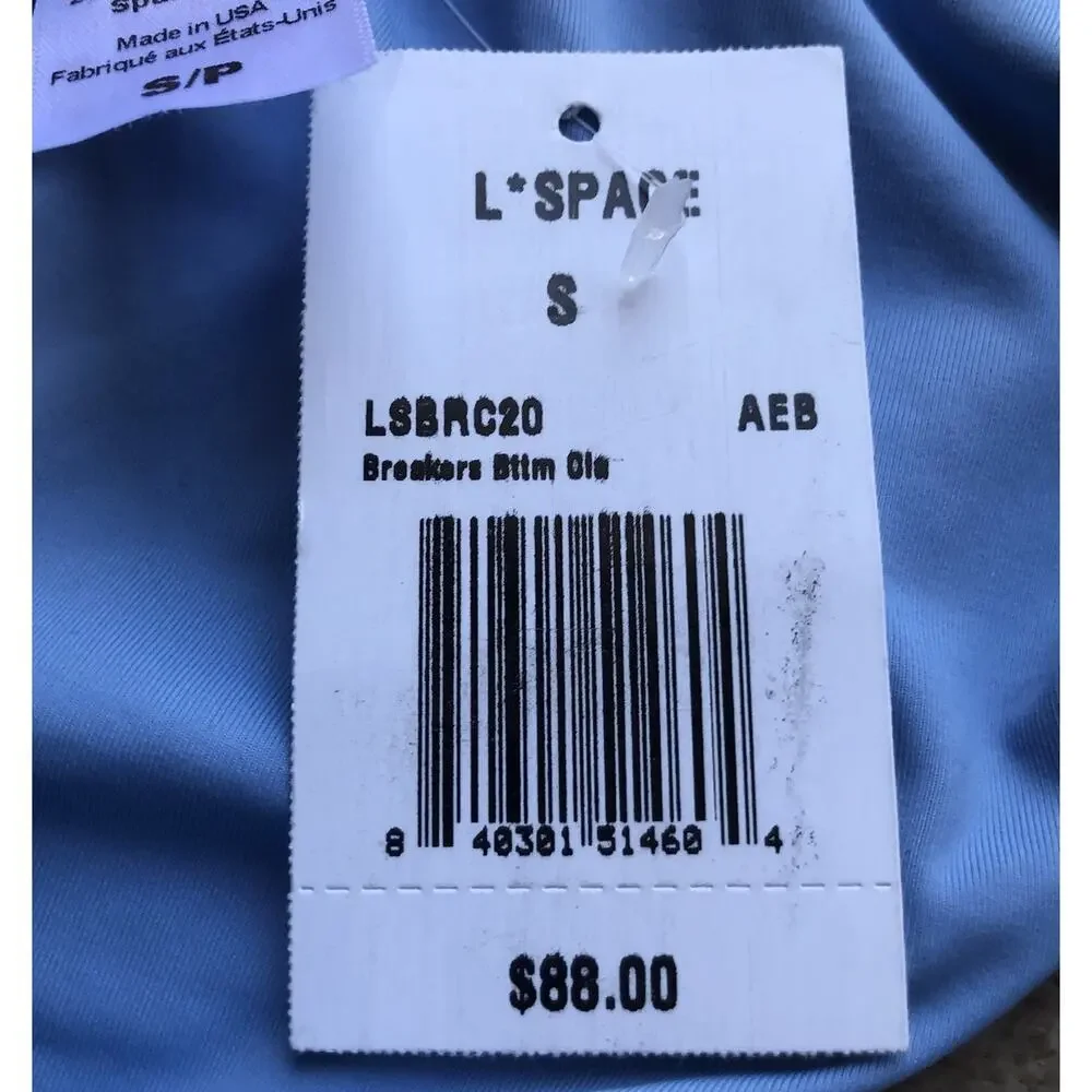 L Space Breakers Blue Reversible Classic Bikini Bottom Women's Size Small NWT